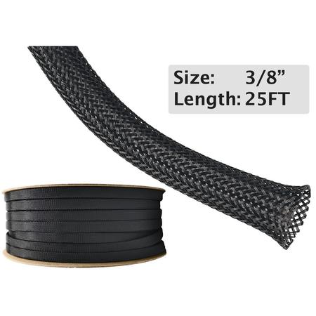 ELECTRIDUCT ED PET Expandable Braided Sleeving- 3/8" x 25ft- Black BS-XO-0375-25BP-BK